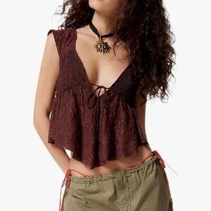 Urban Outfitters Brown Lace Boho Top | Concert, Casual, Flowy | Women's Medium